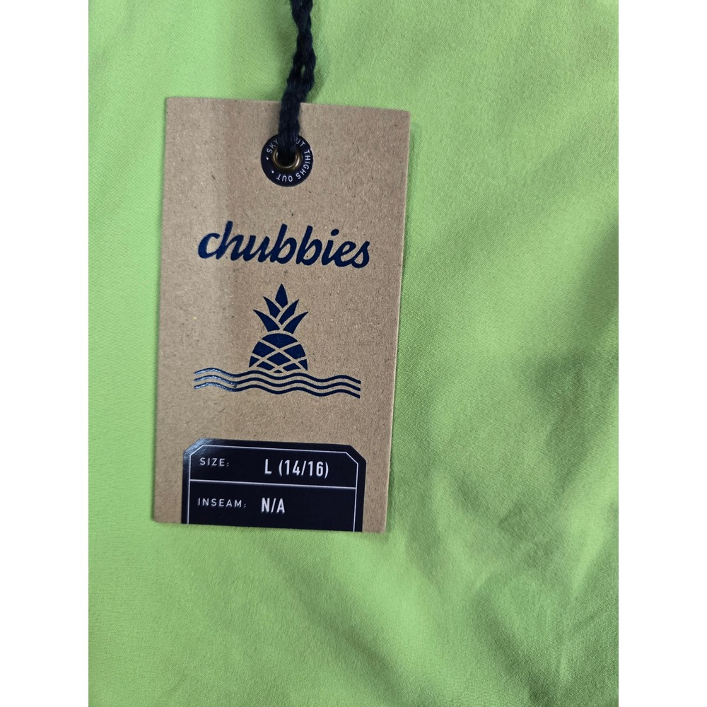 Chubbies Kids Everyday Shorts Lime Green Performance Drawstring Size L 14/16 NWT - Picture 3 of 3